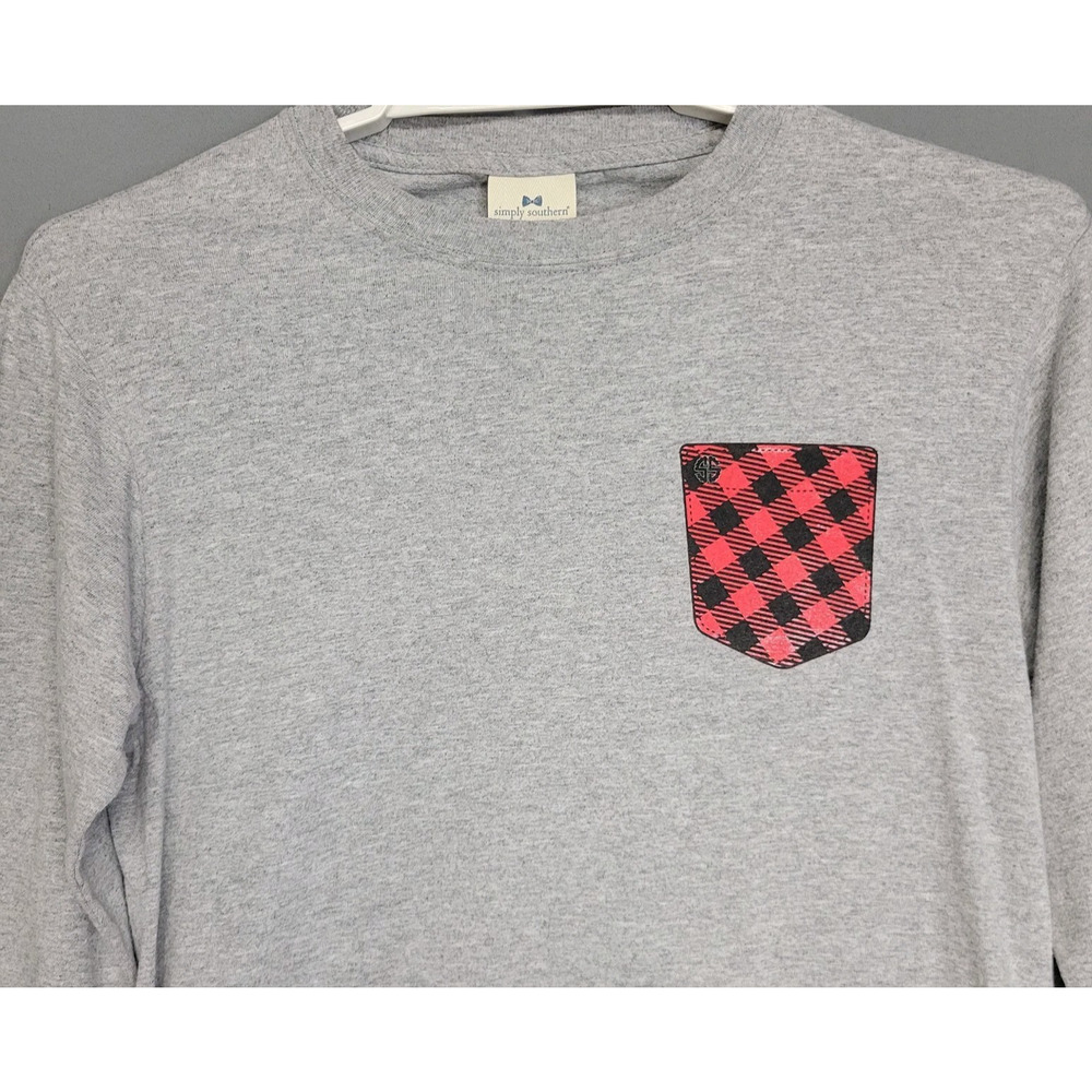 Simply Southern Naughty Christmas Elf Top Womens Small Gray Long Sleeves Graphic - Picture 6 of 12